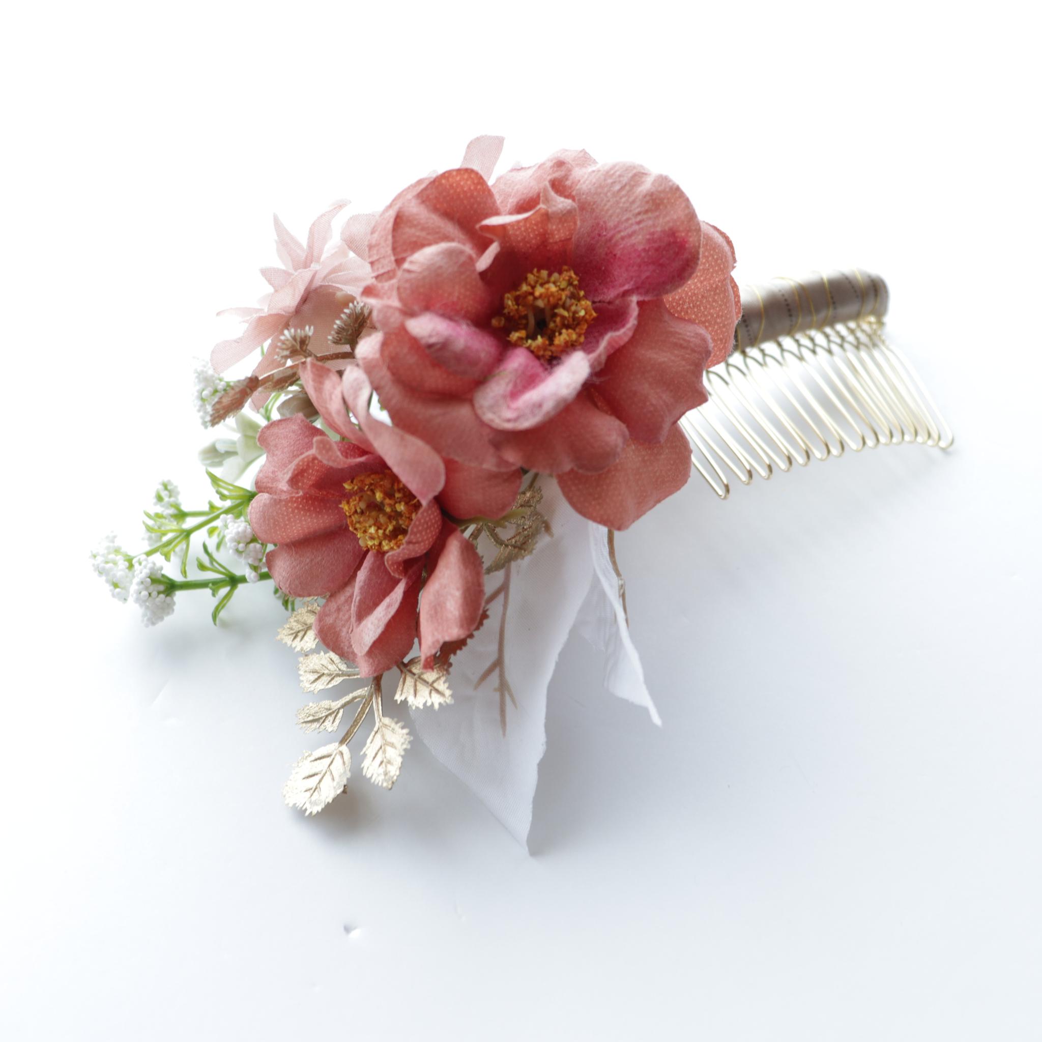 特別な日の髪飾り （コーム型・Uピン型セット）ワイルドローズ | 3枚目