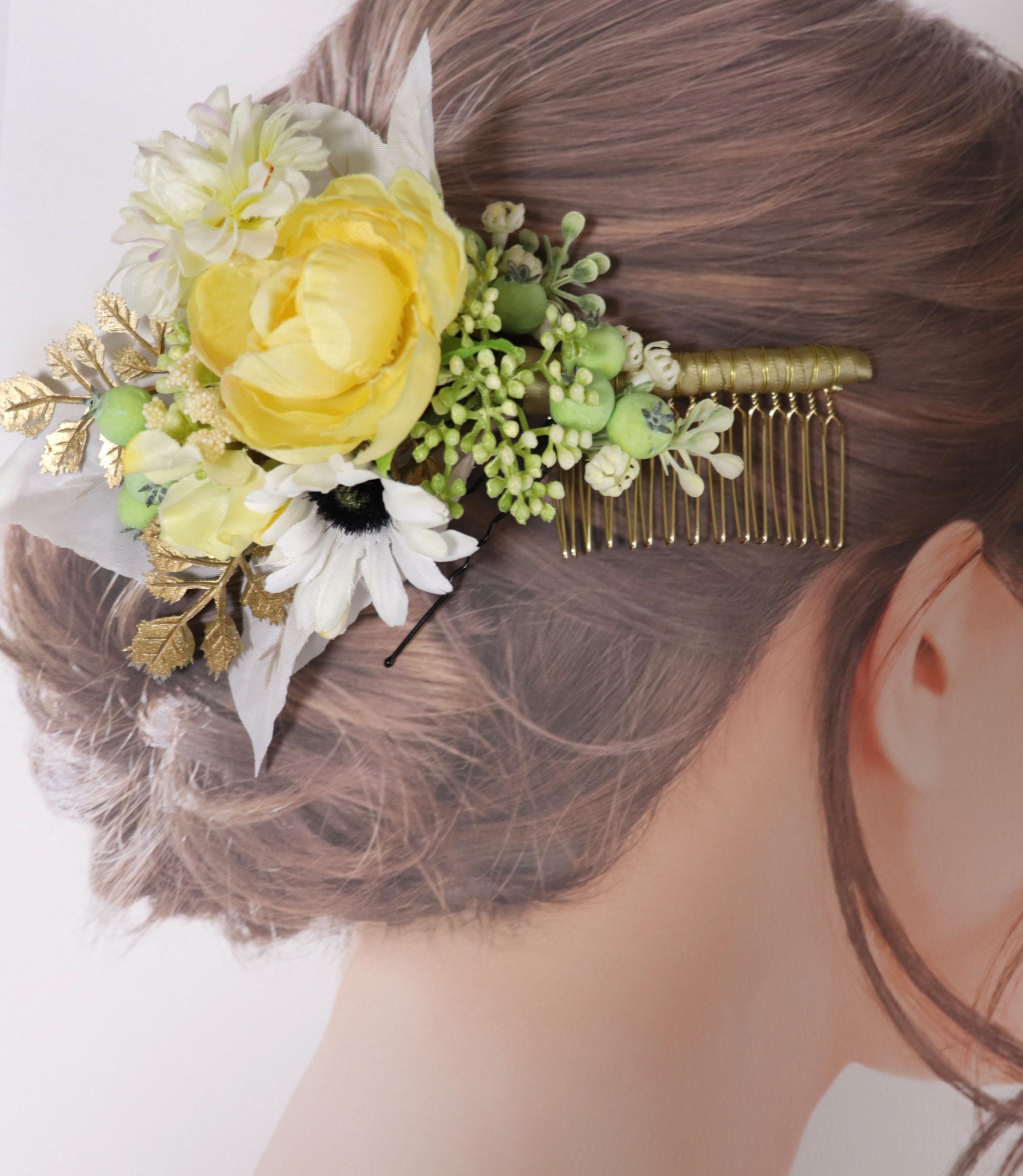 特別な日の髪飾り （コーム型・Uピン型セット）ラナンキュラス | 6枚目