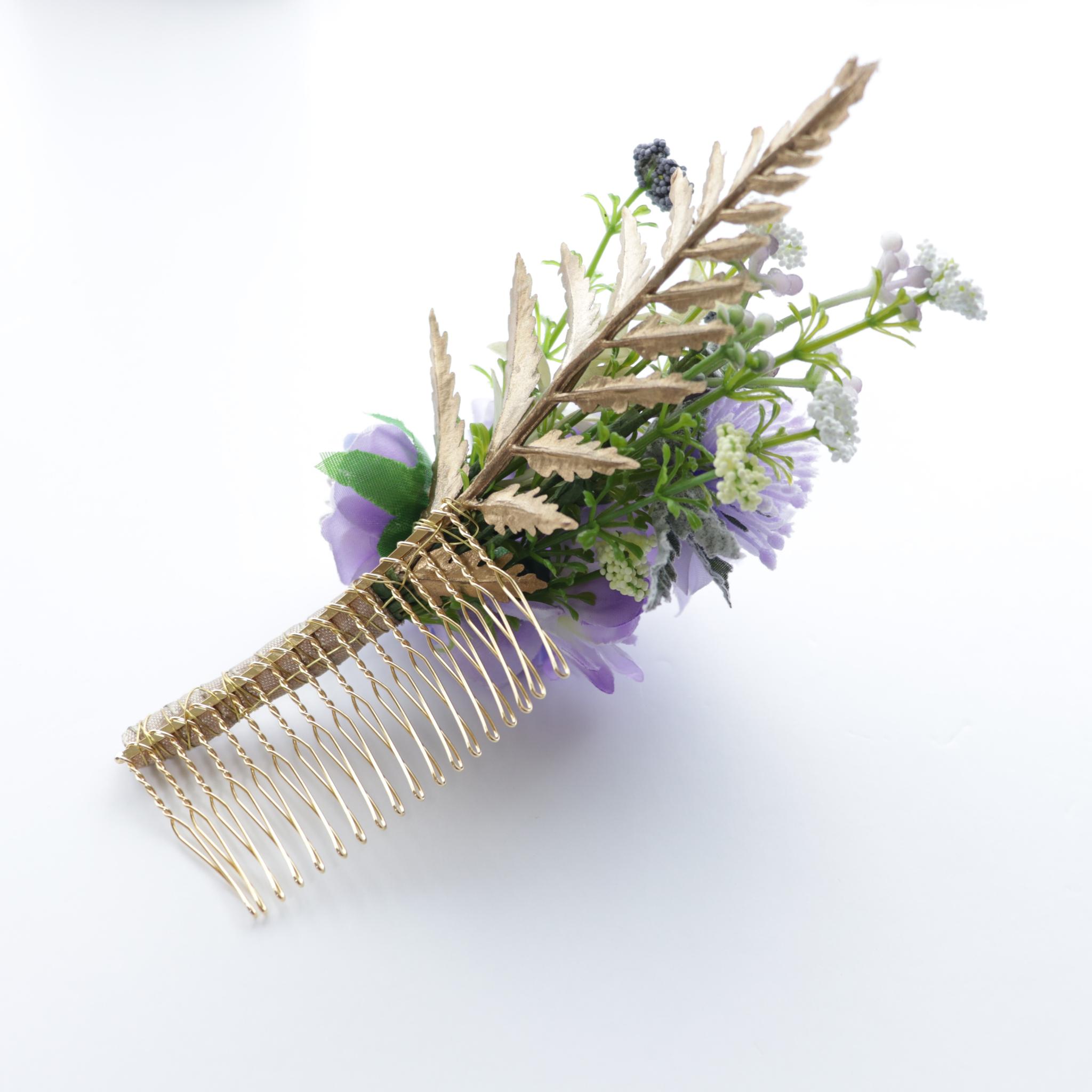 特別な日の髪飾り （コーム型・Uピン型セット）デルフィニウム | 4枚目