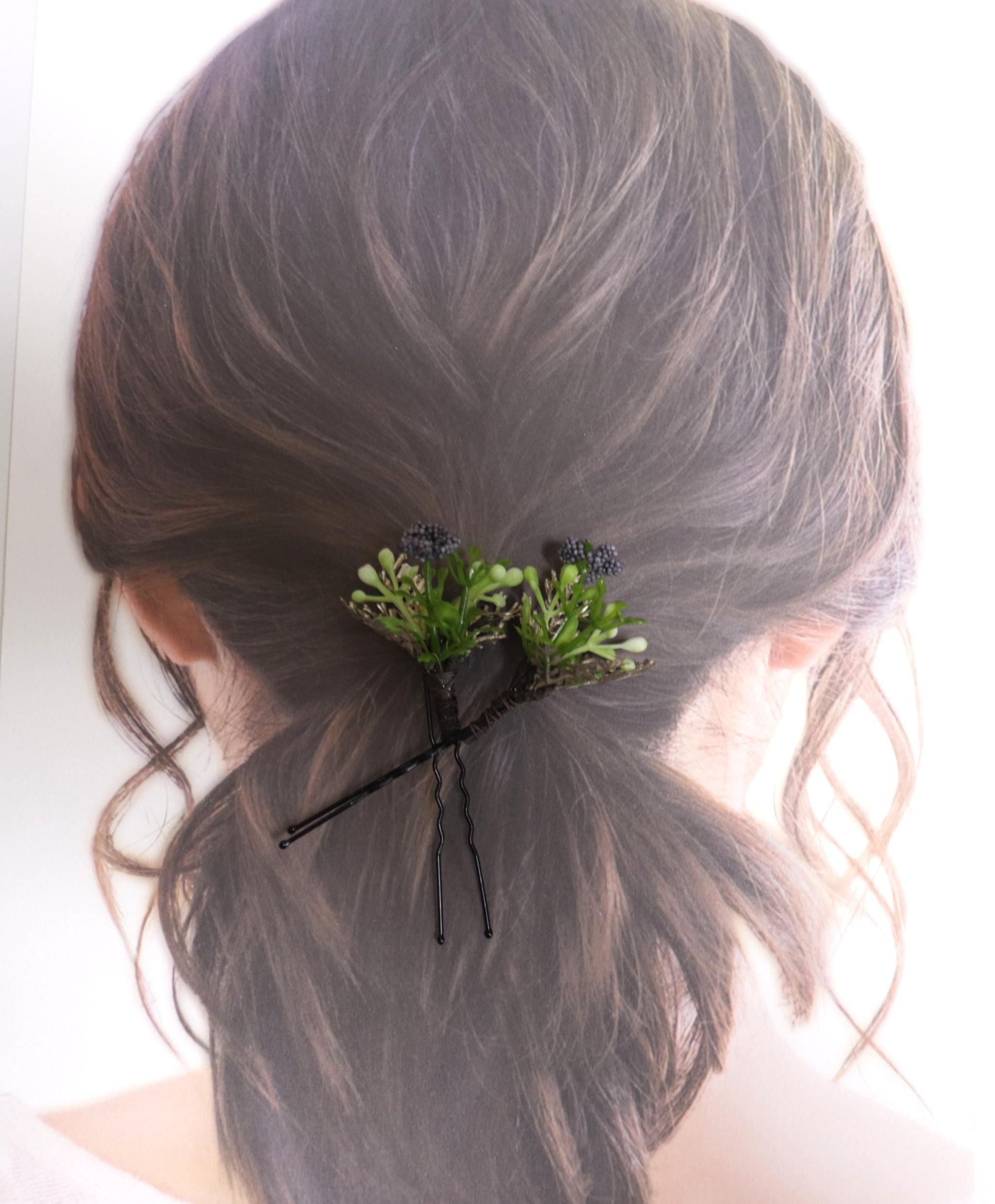 特別な日の髪飾り （コーム型・Uピン型セット）デルフィニウム | 7枚目