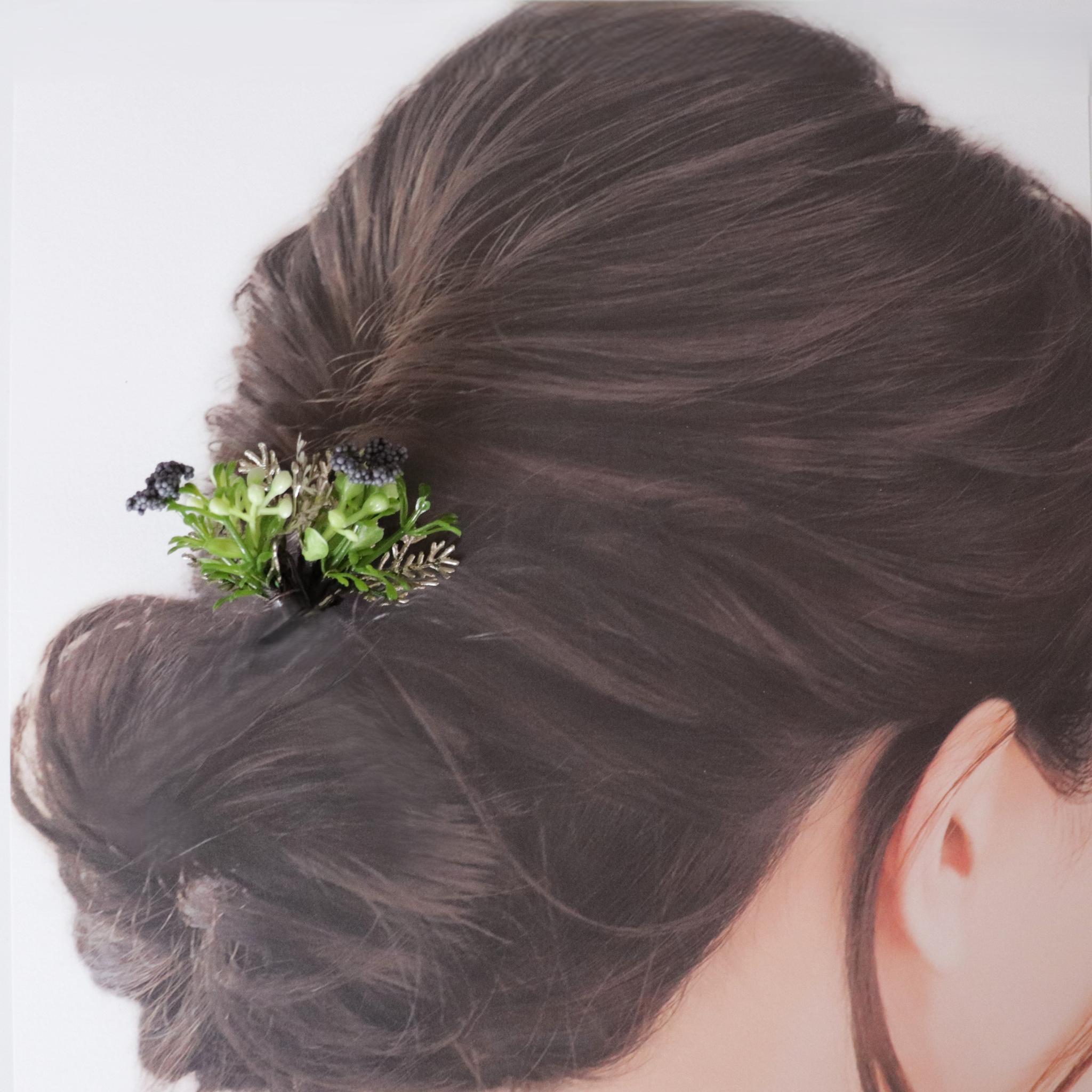 特別な日の髪飾り （コーム型・Uピン型セット）グレイッシュローズ | 7枚目