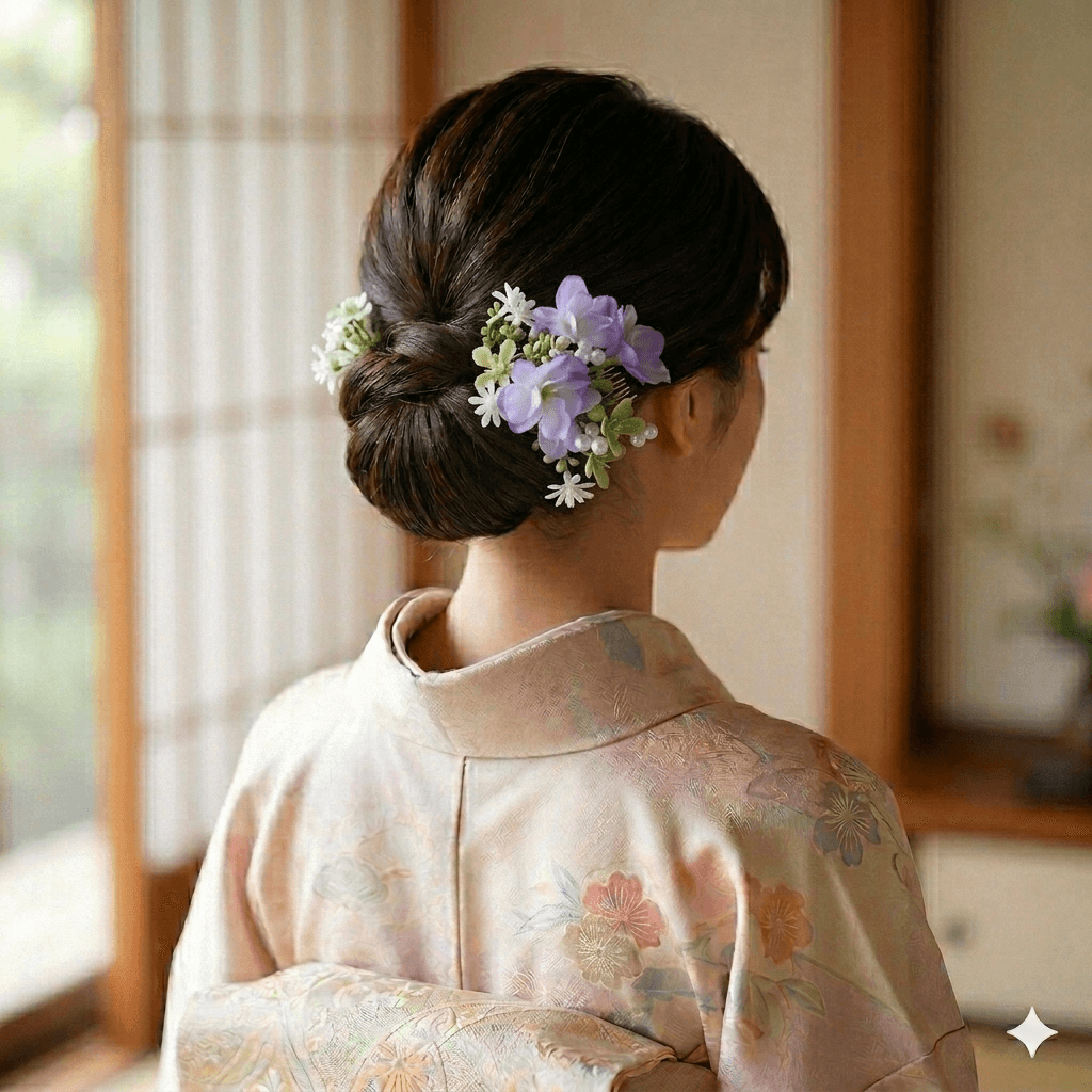 花束を纏う 髪飾りセット「ジャスミン」 ｜コーム・Uピン