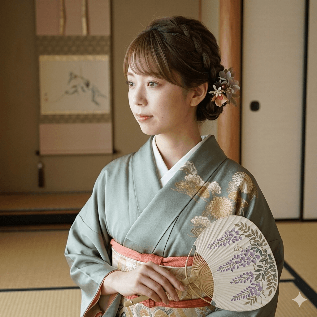 和洋兼用髪飾り｜くすみ桜と野バラの髪飾り｜Uピン | 5枚目