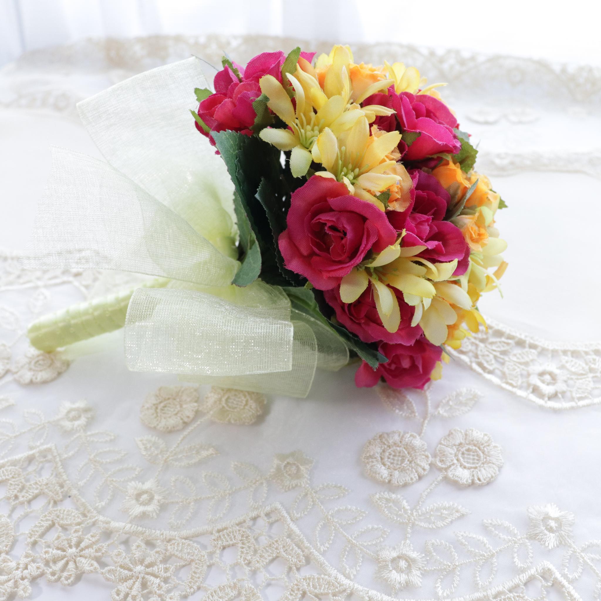 【送料込み】　ミニブーケ＆コサージュ　セット　ビビットカラー（スタンド付）（北海道・沖縄のみ別途送料） | 3枚目