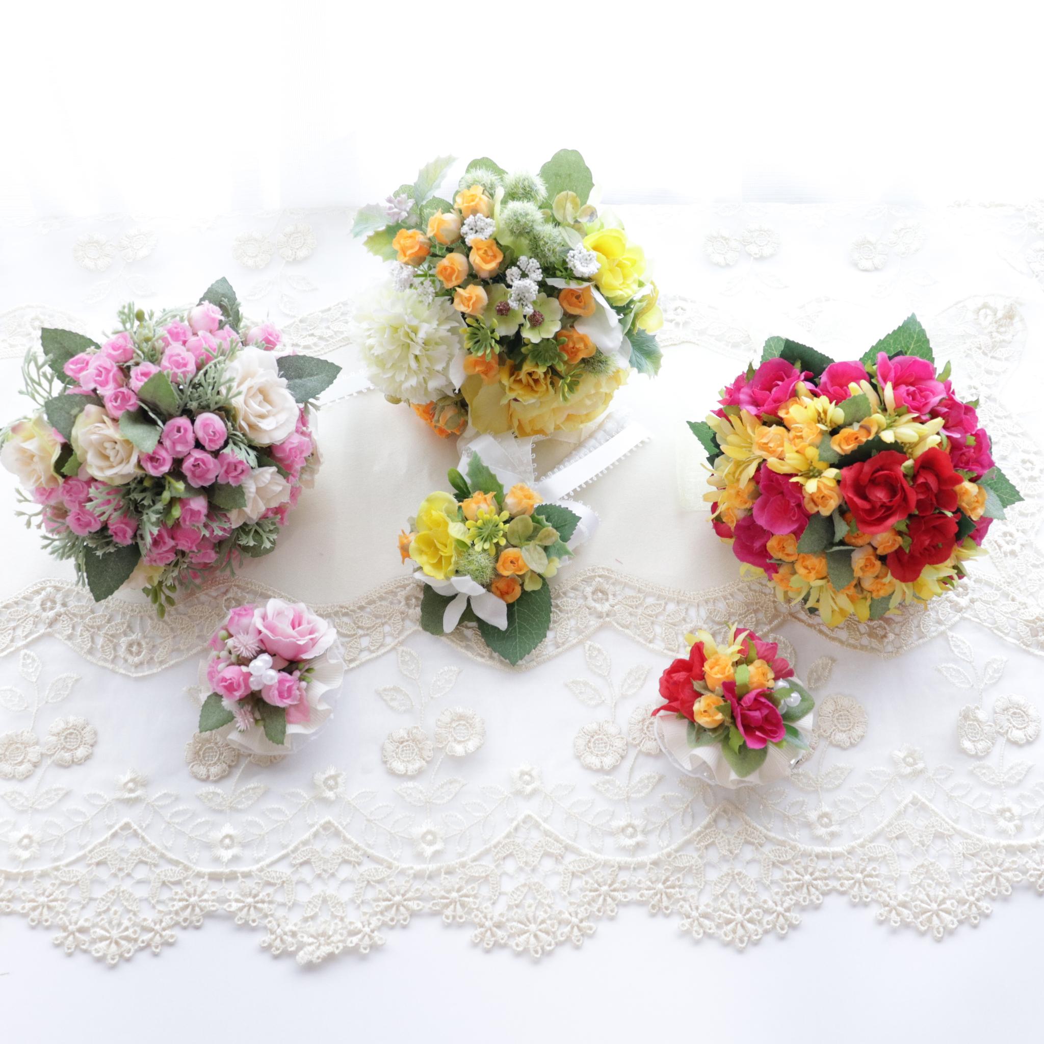 【送料込み】　ミニブーケ＆コサージュ　セット　ビビットカラー（スタンド付）（北海道・沖縄のみ別途送料） | 5枚目