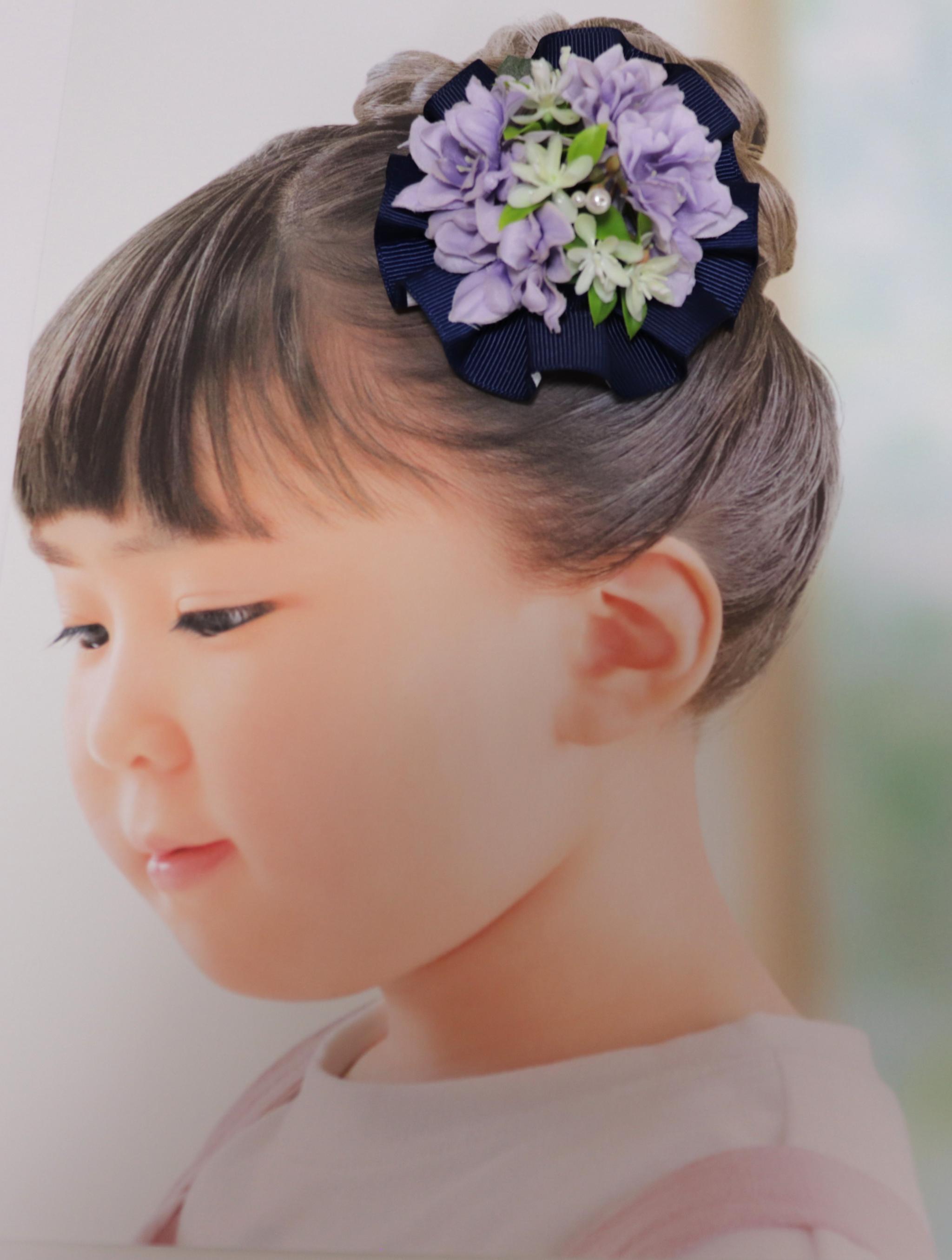 M-514【彩り花のヘアアクセサリー】　ラベンダー色（＊お子様やショートヘアOK）ケース付 | 11枚目