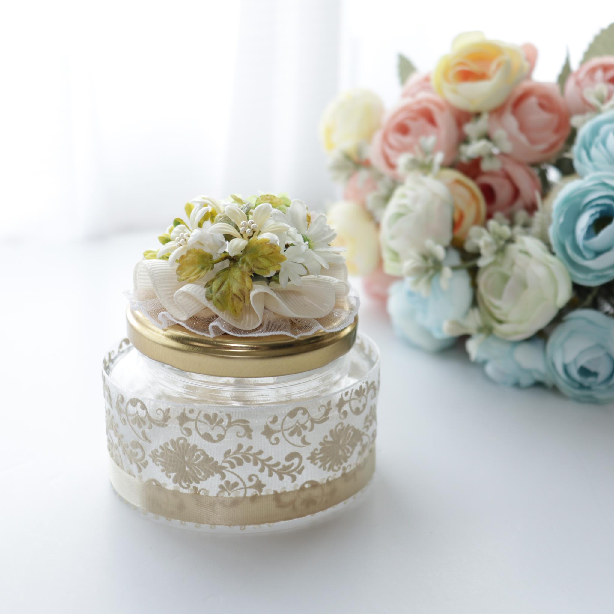 メッセージフラワー　花小瓶　黄色のドラジェと可憐な小花1枚目の画像