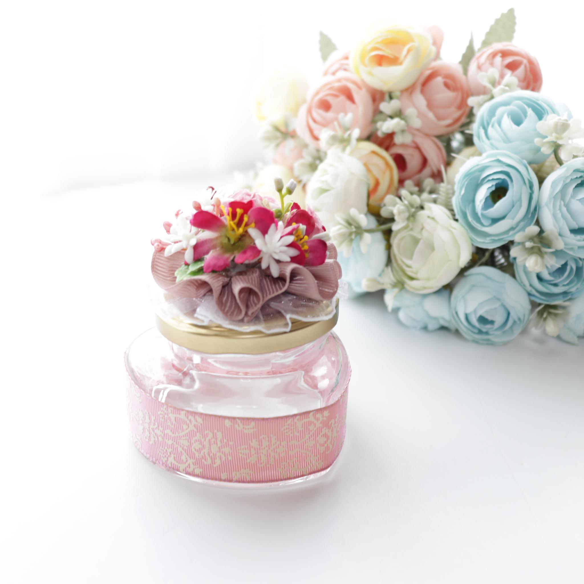 メッセージフラワー　花小瓶　ハート型　ロイヤルピンク1枚目の画像