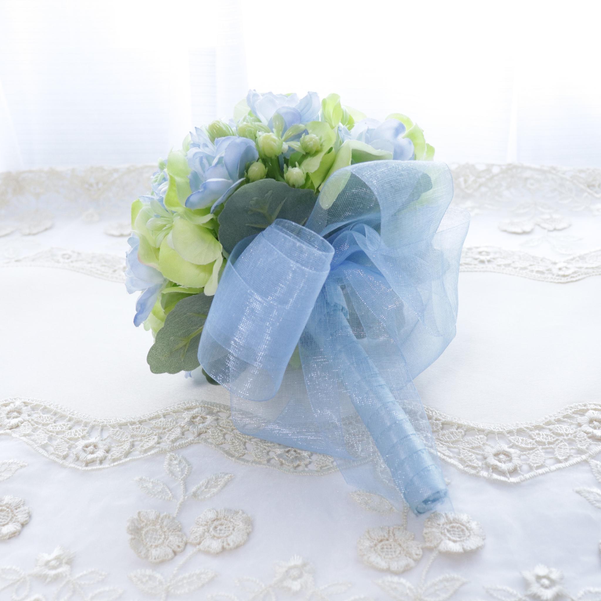 【送料込み】 ミニブーケ&コサージュ セット サムシングブルー(スタンド付)(北海道・沖縄のみ別途送料) | 4枚目