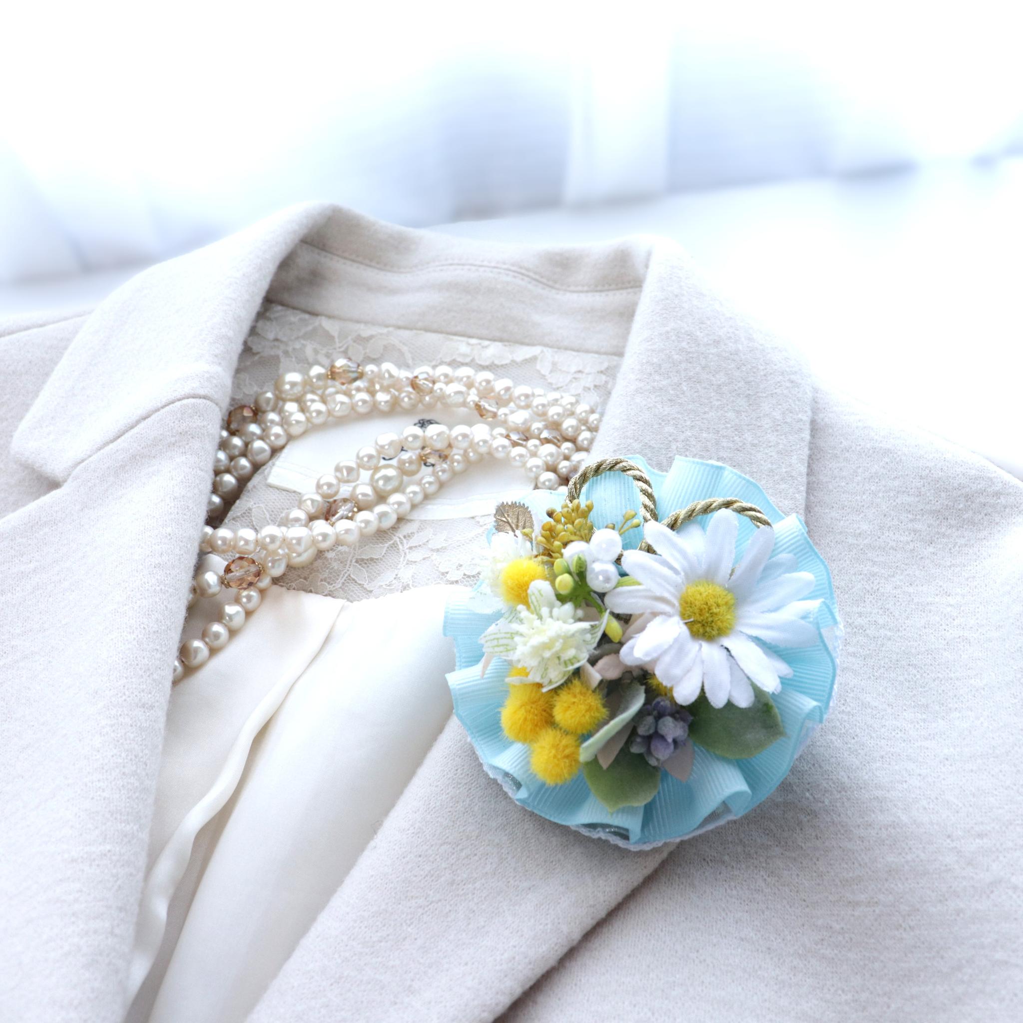 コサージュ マーガレッド・ミモザ・ベリー・アストランティア (2way脱着タイプ) | 6枚目